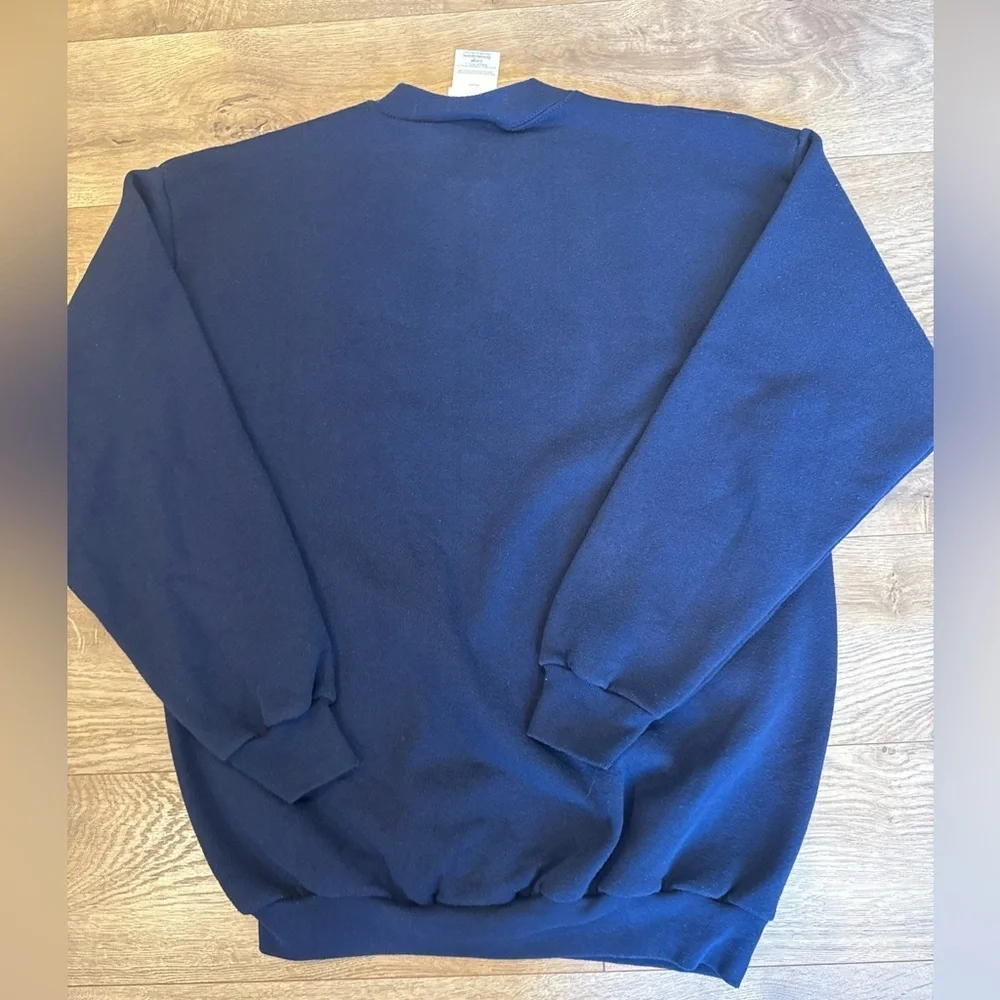 VTG 90s Red Cardinal Sweater Womens Large Navy Crewneck Sweatshirt Embroidery - Picture 6 of 6